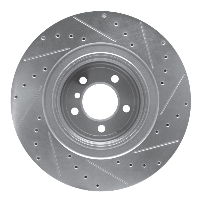 BMW ALPINA B7 Brake Rotor (1) - Rear Left - R1 Concepts - Drilled & Slotted - Silver - `07-`08